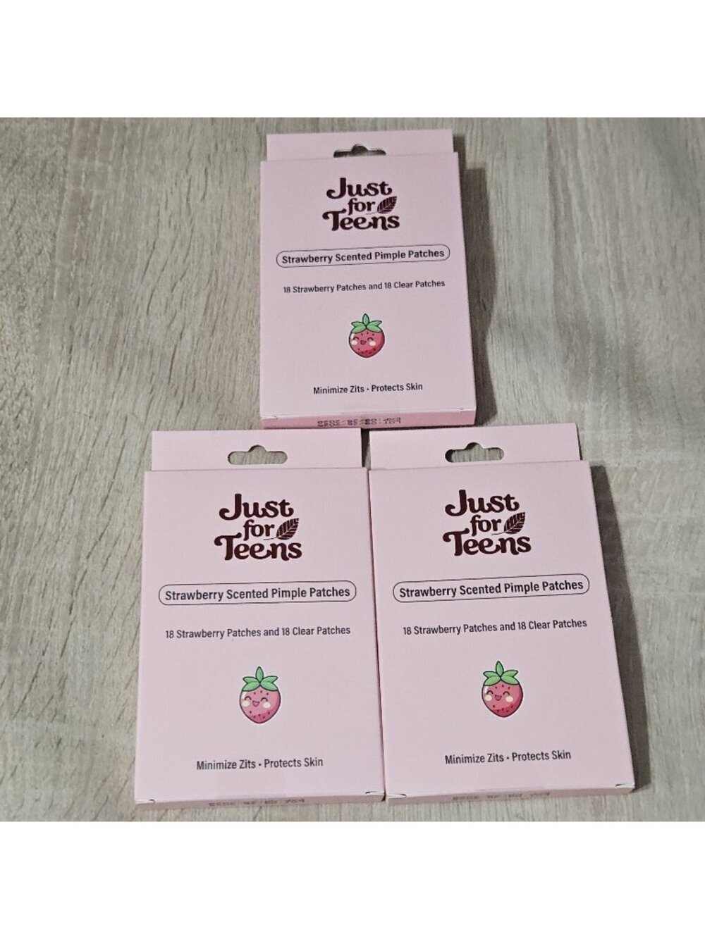 Lot Of 3 Just For Teens Strawberry Scented Pimple Patches Exp 08/2028